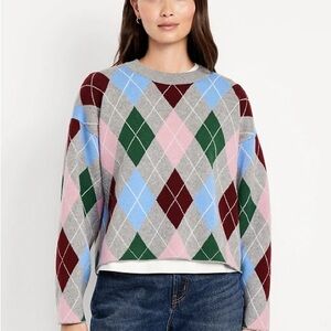 Old Navy SoSoft Cropped Argyle Sweater
